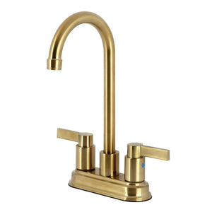 NuvoFusion KB8497NDL Two-Handle 2-Hole Deck Mount Bar Faucet, Brushed Brass
