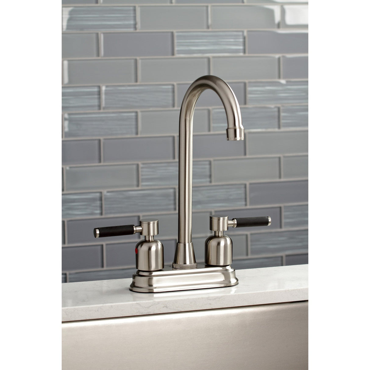 Kaiser KB8498DKL Two-Handle 2-Hole Deck Mount Bar Faucet, Brushed Nickel