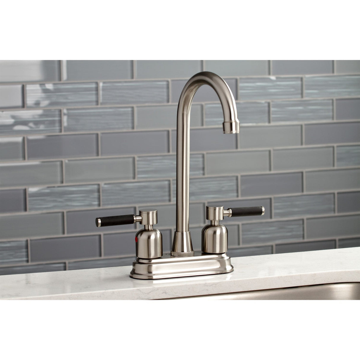 Kaiser KB8498DKL Two-Handle 2-Hole Deck Mount Bar Faucet, Brushed Nickel