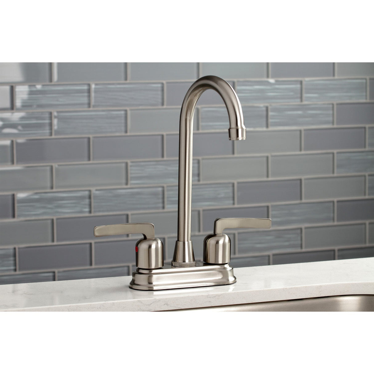 Centurion KB8498EFL Two-Handle 2-Hole Deck Mount Bar Faucet, Brushed Nickel