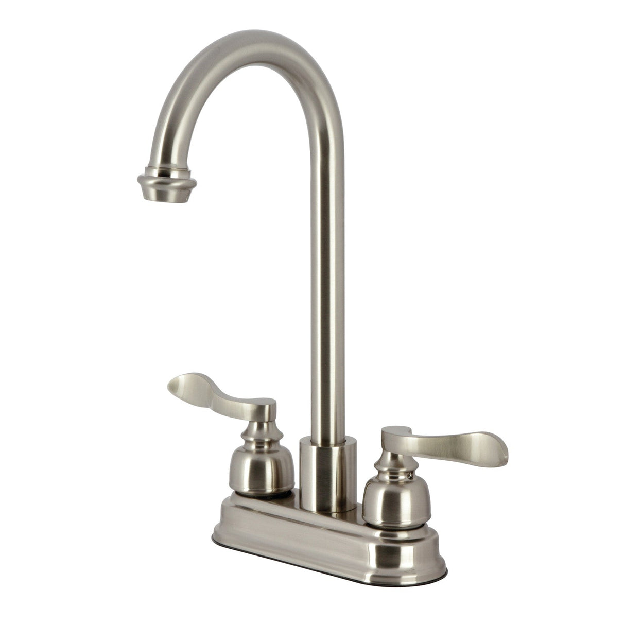 NuWave French KB8498NFL Two-Handle 2-Hole Deck Mount Bar Faucet, Brushed Nickel