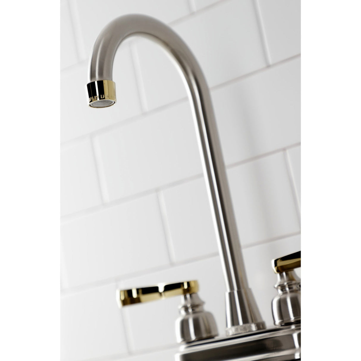 Royale KB8499FL Two-Handle 2-Hole Deck Mount Bar Faucet, Brushed Nickel/Polished Brass