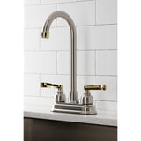 Royale KB8499FL Two-Handle 2-Hole Deck Mount Bar Faucet, Brushed Nickel/Polished Brass