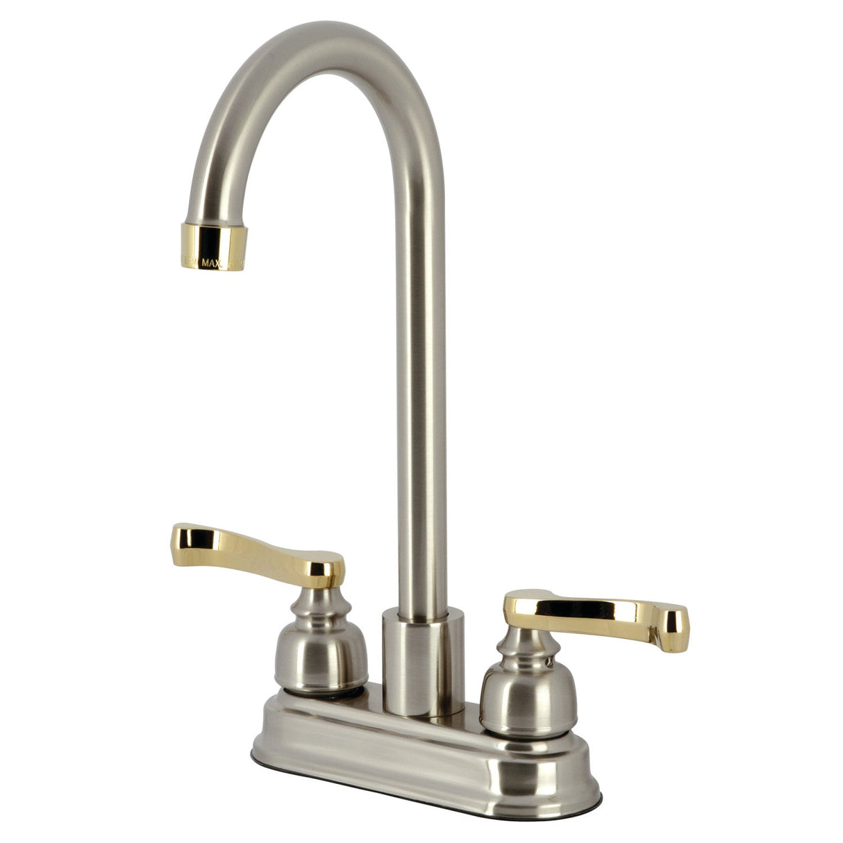 Royale KB8499FL Two-Handle 2-Hole Deck Mount Bar Faucet, Brushed Nickel/Polished Brass