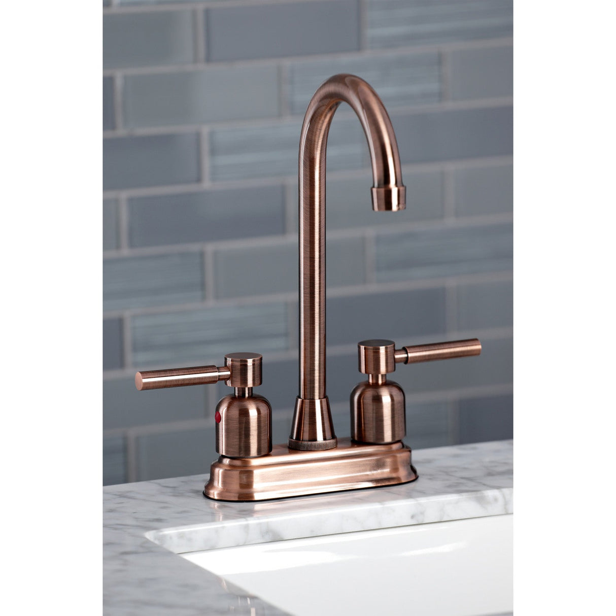 Concord KB849DLAC Two-Handle 2-Hole Deck Mount Bar Faucet, Antique Copper