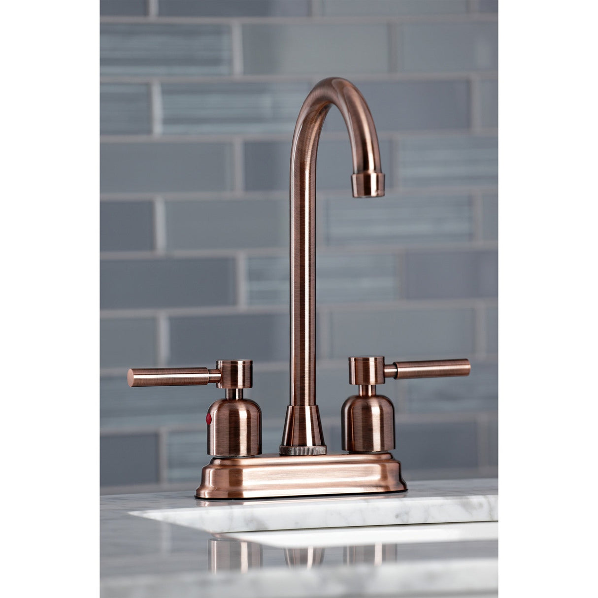 Concord KB849DLAC Two-Handle 2-Hole Deck Mount Bar Faucet, Antique Copper