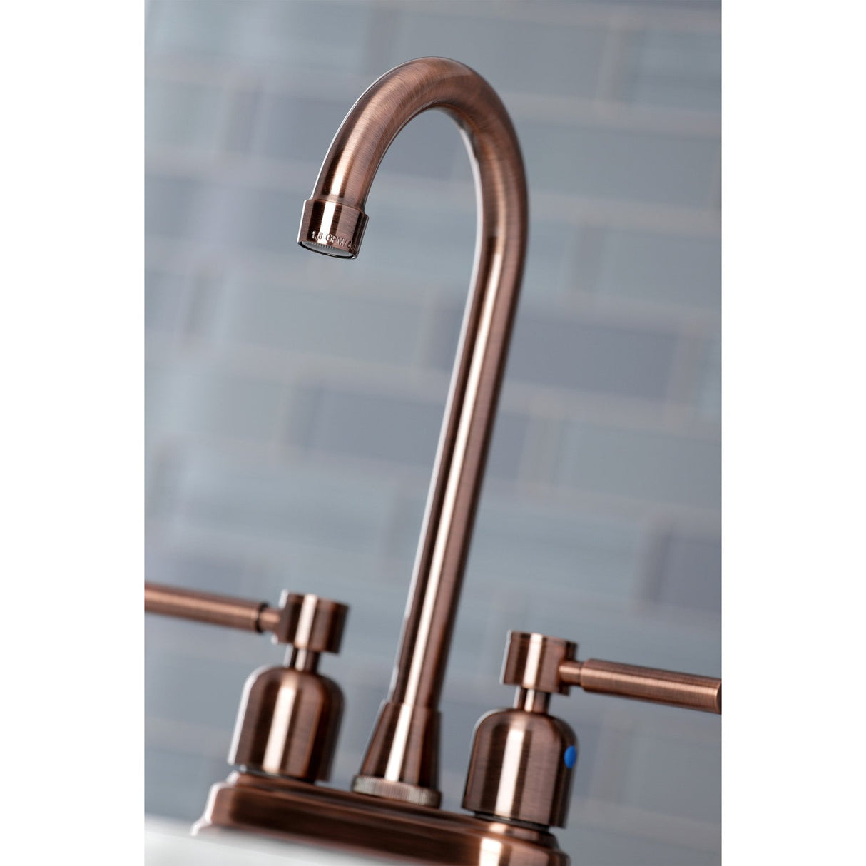 Concord KB849DLAC Two-Handle 2-Hole Deck Mount Bar Faucet, Antique Copper