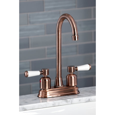 Paris KB849DPLAC Two-Handle 2-Hole Deck Mount Bar Faucet, Antique Copper