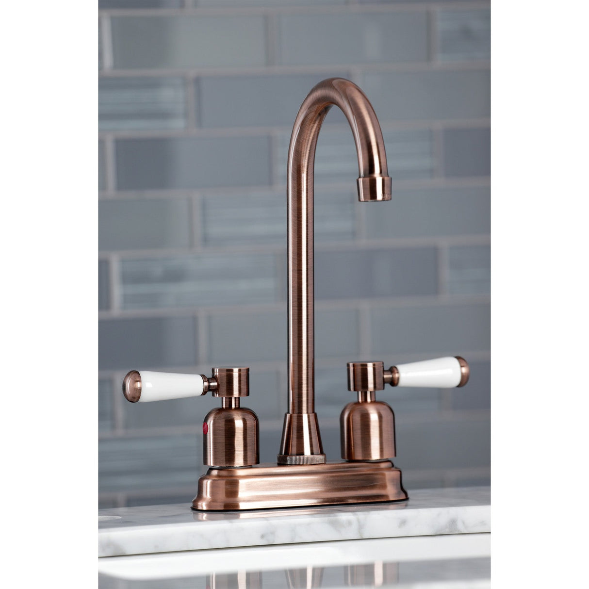 Paris KB849DPLAC Two-Handle 2-Hole Deck Mount Bar Faucet, Antique Copper