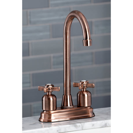 Millennium KB849ZXAC Two-Handle 2-Hole Deck Mount Bar Faucet, Antique Copper