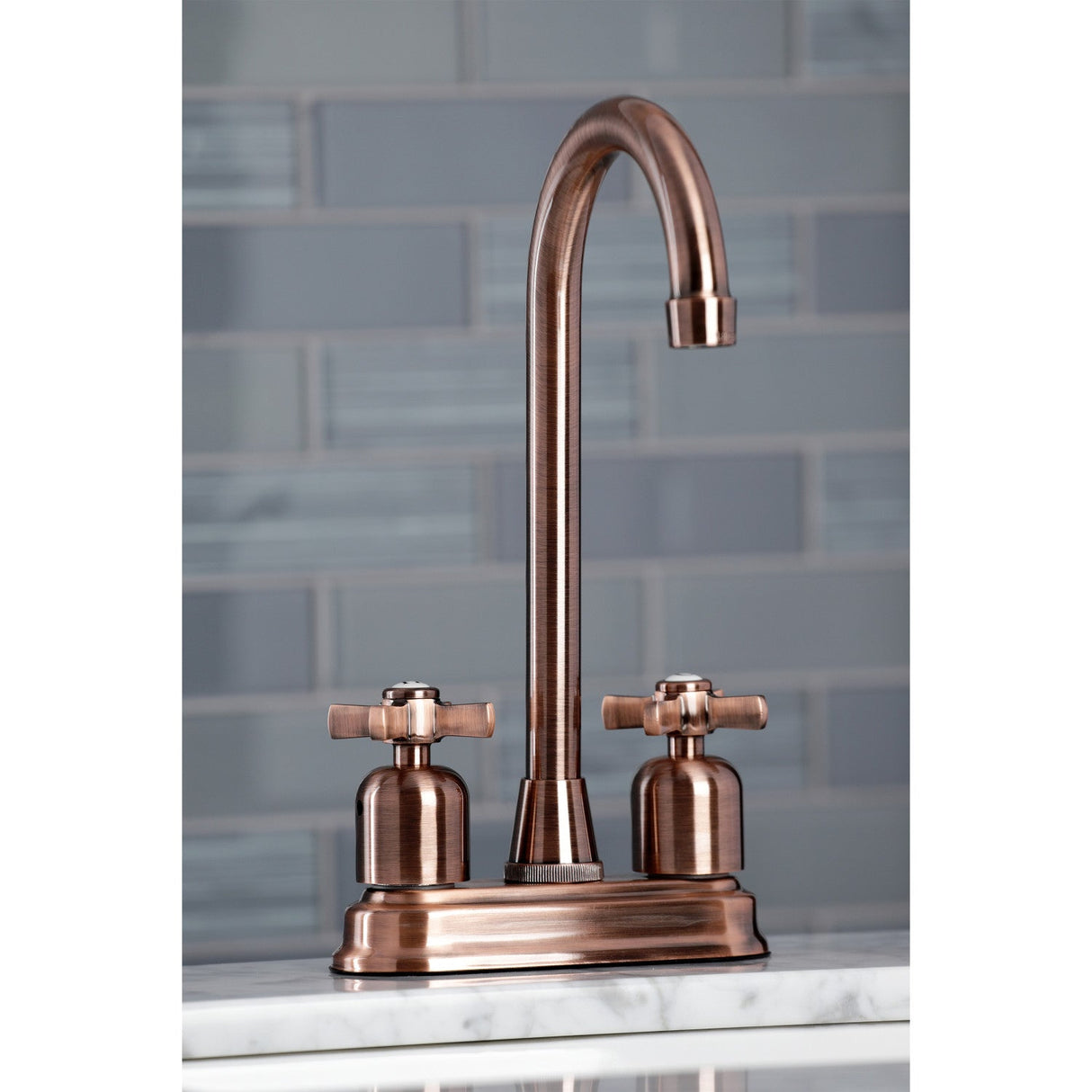 Millennium KB849ZXAC Two-Handle 2-Hole Deck Mount Bar Faucet, Antique Copper