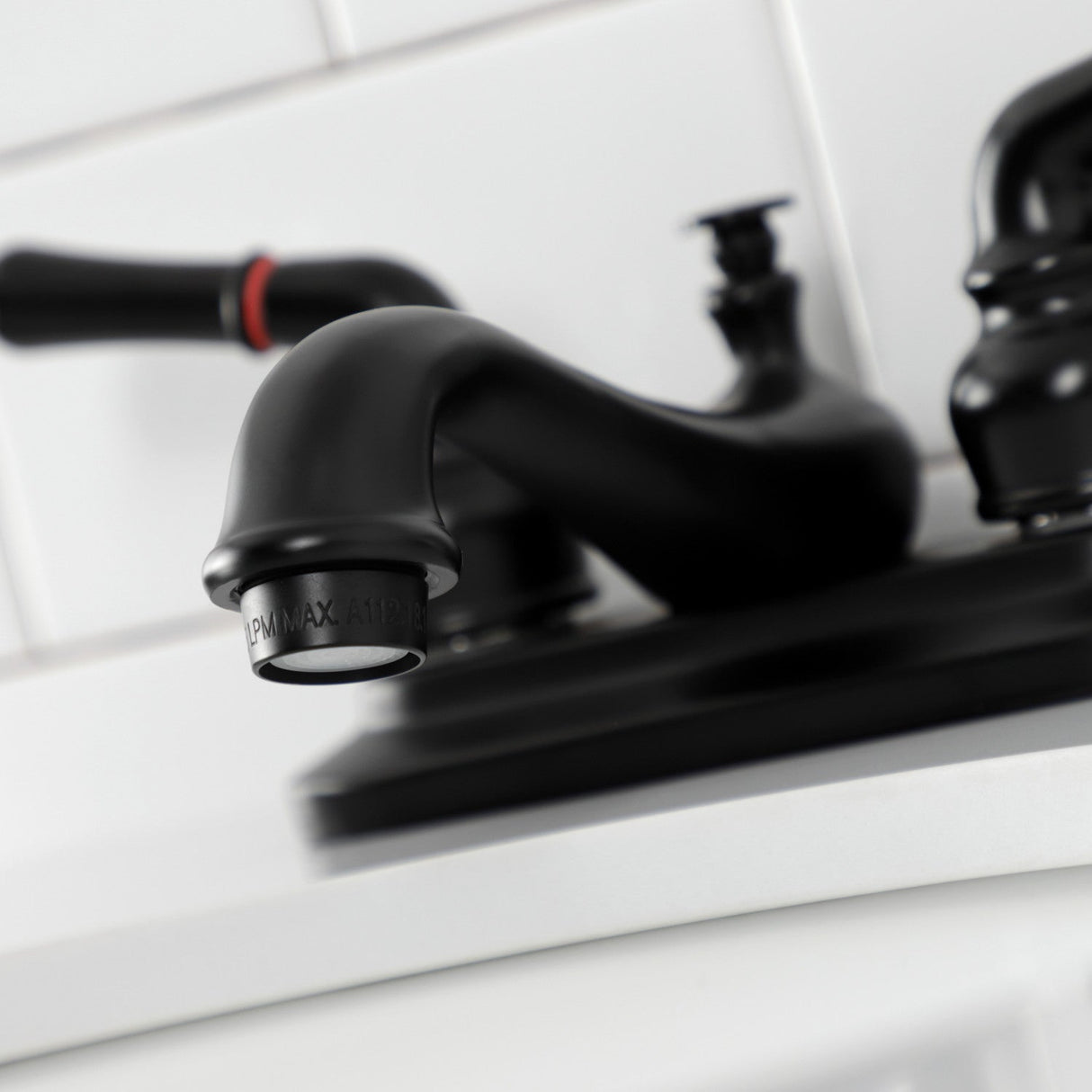 Royale KB8600 Two-Handle 3-Hole Deck Mount 4" Centerset Bathroom Faucet with Plastic Pop-Up, Matte Black