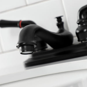 Royale KB8600 Two-Handle 3-Hole Deck Mount 4" Centerset Bathroom Faucet with Plastic Pop-Up, Matte Black