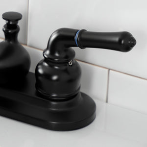 Royale KB8600 Two-Handle 3-Hole Deck Mount 4" Centerset Bathroom Faucet with Plastic Pop-Up, Matte Black