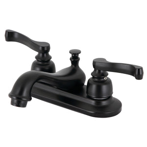 Royale KB8600 Two-Handle 3-Hole Deck Mount 4" Centerset Bathroom Faucet with Plastic Pop-Up, Matte Black
