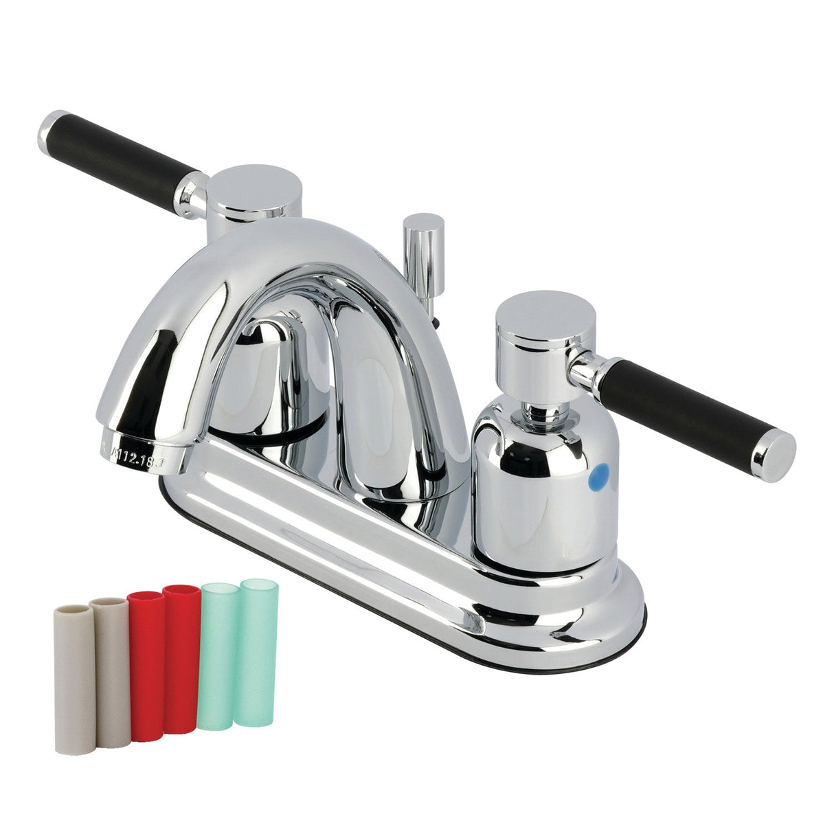 Kaiser KB8611DKL Two-Handle 3-Hole Deck Mount 4" Centerset Bathroom Faucet with Plastic Pop-Up, Polished Chrome