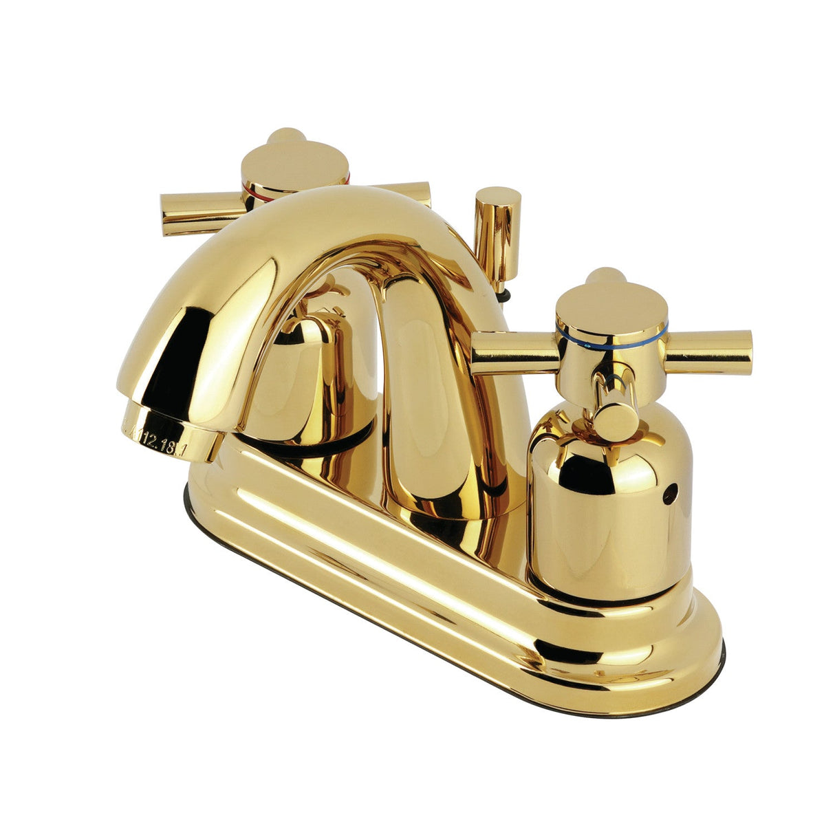 Concord KB8612DX Two-Handle 3-Hole Deck Mount 4" Centerset Bathroom Faucet with Plastic Pop-Up, Polished Brass