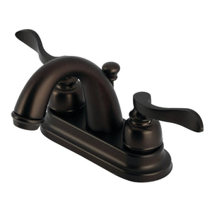 NuWave French KB8615NFL Two-Handle 3-Hole Deck Mount 4" Centerset Bathroom Faucet with Plastic Pop-Up, Oil Rubbed Bronze