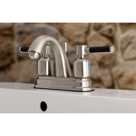 Kaiser KB8618DKL Two-Handle 3-Hole Deck Mount 4" Centerset Bathroom Faucet with Plastic Pop-Up, Brushed Nickel