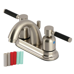 Kaiser KB8618DKL Two-Handle 3-Hole Deck Mount 4" Centerset Bathroom Faucet with Plastic Pop-Up, Brushed Nickel