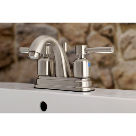 Concord KB8618DL Two-Handle 3-Hole Deck Mount 4" Centerset Bathroom Faucet with Plastic Pop-Up, Brushed Nickel