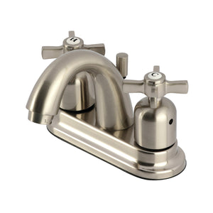 Millennium KB8618ZX Two-Handle 3-Hole Deck Mount 4" Centerset Bathroom Faucet with Plastic Pop-Up, Brushed Nickel