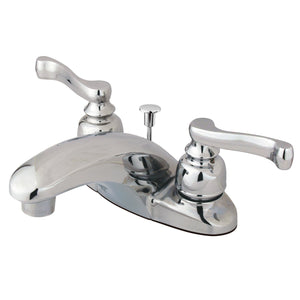 Royale KB8621FL Two-Handle 3-Hole Deck Mount 4" Centerset Bathroom Faucet with Plastic Pop-Up, Polished Chrome