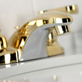 Royale KB8622FL Two-Handle 3-Hole Deck Mount 4" Centerset Bathroom Faucet with Plastic Pop-Up, Polished Brass