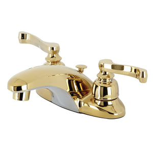 Royale KB8622FL Two-Handle 3-Hole Deck Mount 4" Centerset Bathroom Faucet with Plastic Pop-Up, Polished Brass