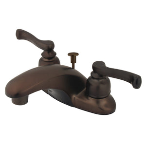 Royale KB8625FL Two-Handle 3-Hole Deck Mount 4" Centerset Bathroom Faucet with Plastic Pop-Up, Oil Rubbed Bronze