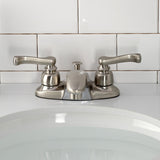Royale KB8628FL Two-Handle 3-Hole Deck Mount 4" Centerset Bathroom Faucet with Plastic Pop-Up, Brushed Nickel