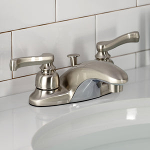 Royale KB8628FL Two-Handle 3-Hole Deck Mount 4" Centerset Bathroom Faucet with Plastic Pop-Up, Brushed Nickel