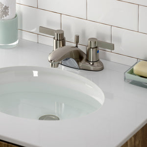 NuvoFusion KB8628NDL Two-Handle 3-Hole Deck Mount 4" Centerset Bathroom Faucet with Plastic Pop-Up, Brushed Nickel