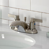 NuvoFusion KB8628NDL Two-Handle 3-Hole Deck Mount 4" Centerset Bathroom Faucet with Plastic Pop-Up, Brushed Nickel