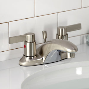 NuvoFusion KB8628NDL Two-Handle 3-Hole Deck Mount 4" Centerset Bathroom Faucet with Plastic Pop-Up, Brushed Nickel