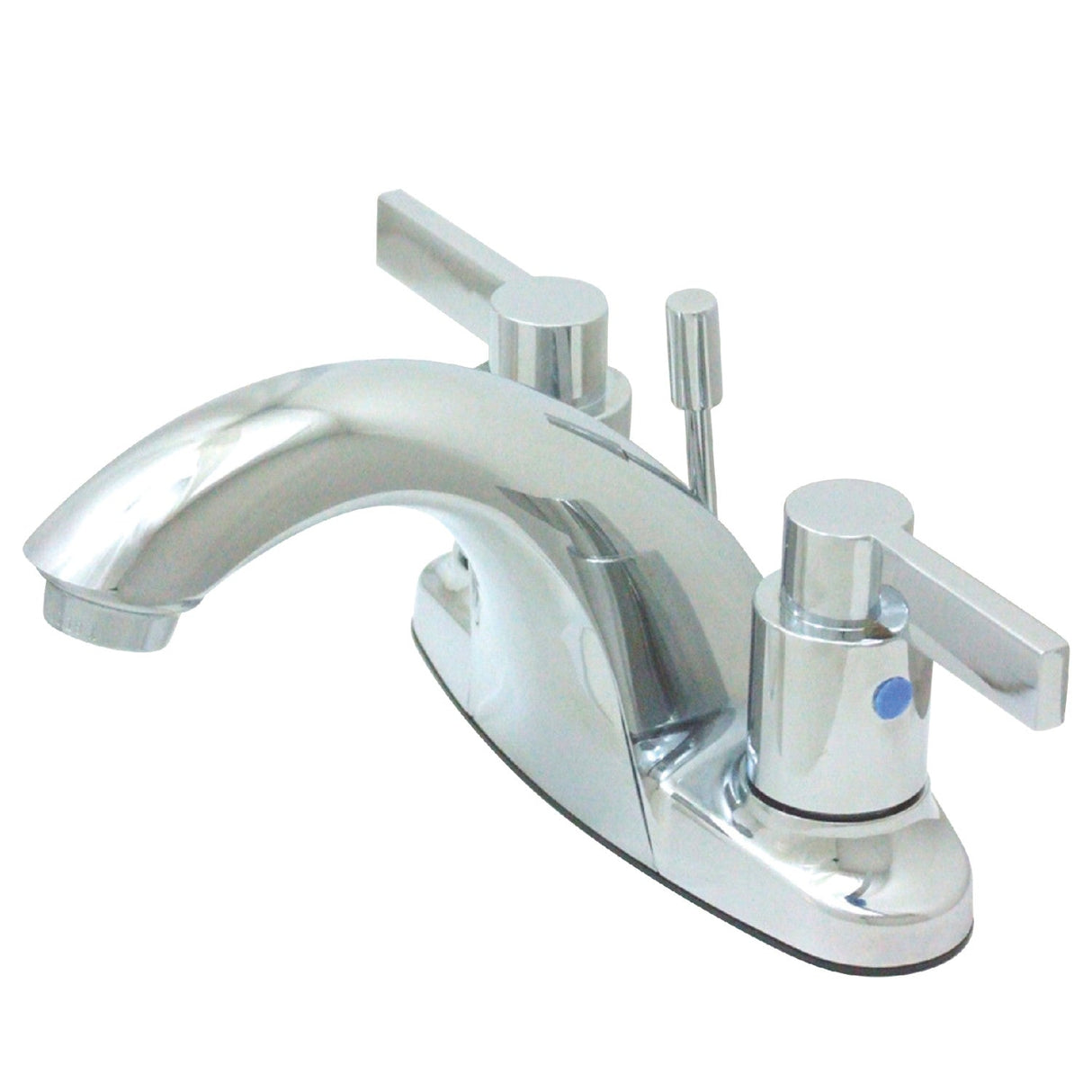 NuvoFusion KB8641NDL Two-Handle 3-Hole Deck Mount 4" Centerset Bathroom Faucet with Plastic Pop-Up, Polished Chrome