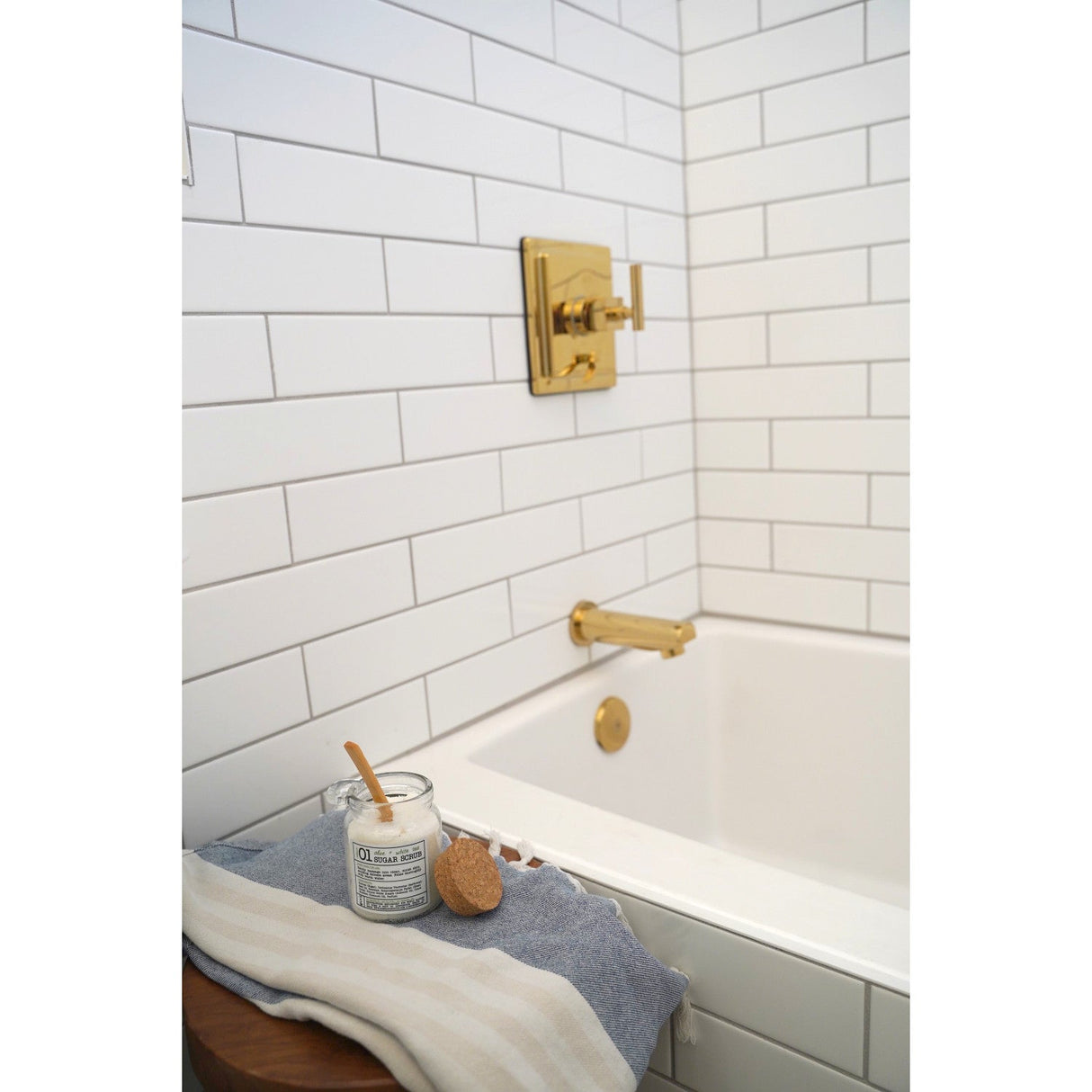 Claremont KB86520CQL Single-Handle 3-Hole Wall Mount Tub and Shower Faucet, Polished Brass