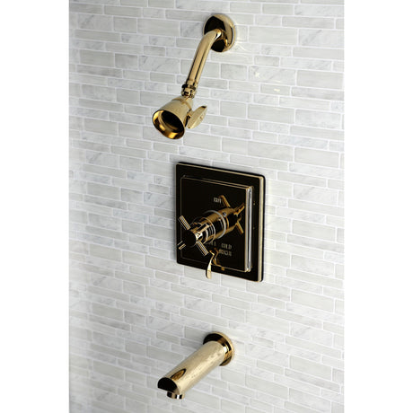 KB86520DX Single-Handle 3-Hole Wall Mount Tub and Shower Faucet, Polished Brass