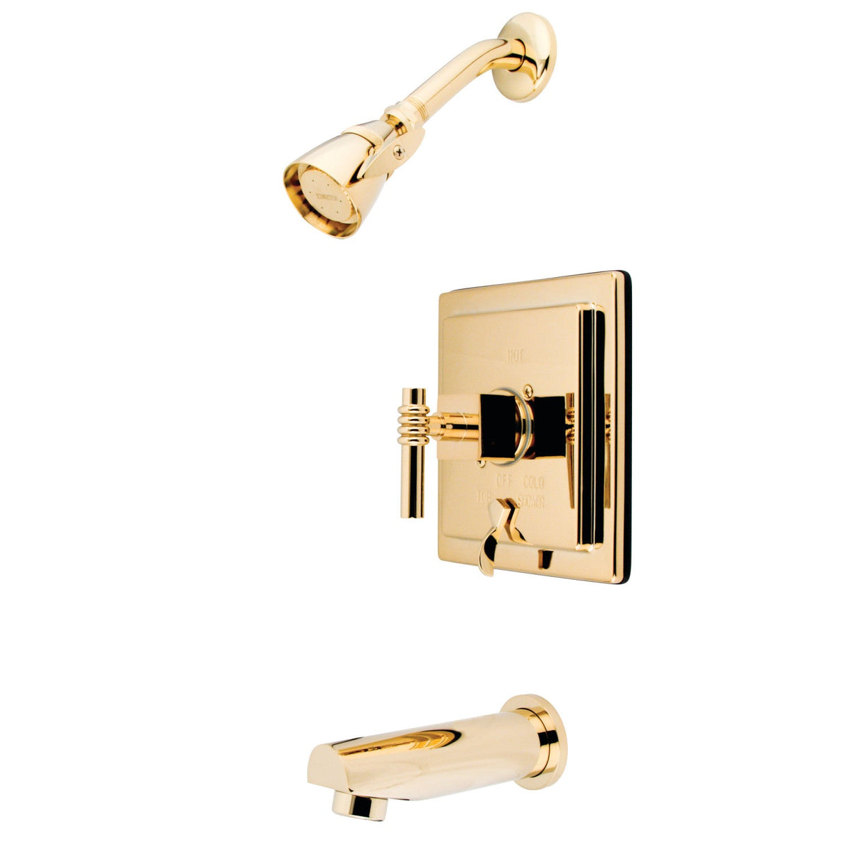 Milano KB86520QL Single-Handle 3-Hole Wall Mount Tub and Shower Faucet, Polished Brass