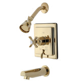 Millennium KB86520ZX Two-Handle 3-Hole Wall Mount Tub and Shower Faucet, Polished Brass