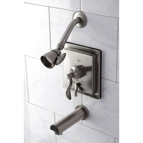 KB86580DFL Single-Handle 3-Hole Wall Mount Tub and Shower Faucet, Brushed Nickel