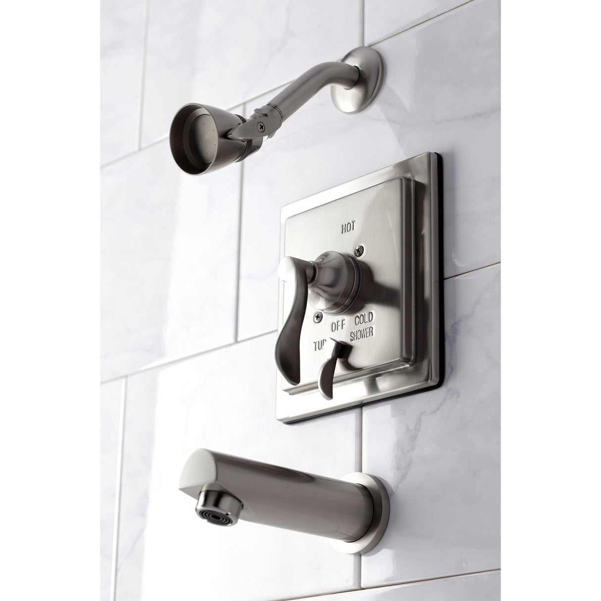 KB86580DFL Single-Handle 3-Hole Wall Mount Tub and Shower Faucet, Brushed Nickel