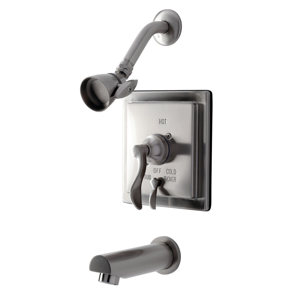 KB86580DFL Single-Handle 3-Hole Wall Mount Tub and Shower Faucet, Brushed Nickel