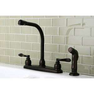 NuWave French KB8755NFLSP Two-Handle 4-Hole Deck Mount 8" Centerset Kitchen Faucet with Side Sprayer, Oil Rubbed Bronze