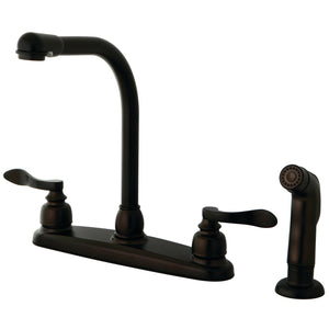 NuWave French KB8755NFLSP Two-Handle 4-Hole Deck Mount 8" Centerset Kitchen Faucet with Side Sprayer, Oil Rubbed Bronze
