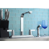NuvoFusion KB8791NDLSP Two-Handle 4-Hole Deck Mount 8" Centerset Kitchen Faucet with Side Sprayer, Polished Chrome