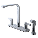 NuvoFusion KB8791NDLSP Two-Handle 4-Hole Deck Mount 8" Centerset Kitchen Faucet with Side Sprayer, Polished Chrome
