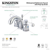 Paris KB8911DPL Two-Handle 3-Hole Deck Mount Widespread Bathroom Faucet with Plastic Pop-Up, Polished Chrome