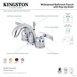 Centurion KB8911EFL Two-Handle 3-Hole Deck Mount Widespread Bathroom Faucet with Plastic Pop-Up, Polished Chrome