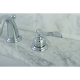 NuWave French KB8911NFL Two-Handle 3-Hole Deck Mount Widespread Bathroom Faucet with Plastic Pop-Up, Polished Chrome